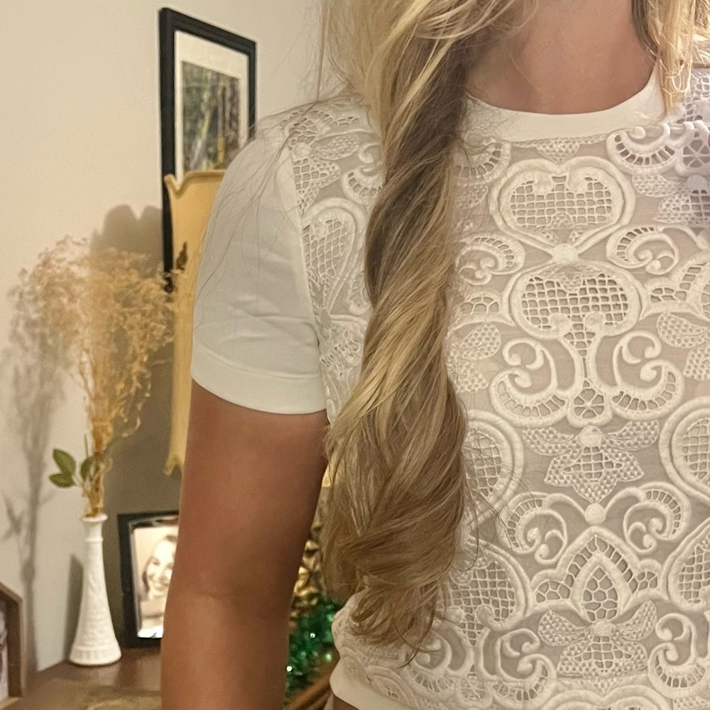 Elegant A.L.C. Cream Lace Blouse